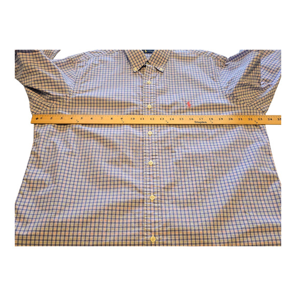 Ralph Lauren Button Down Shirt Mens Large Blue Plaid Long Sleeve Classic Preppy - Picture 12 of 14